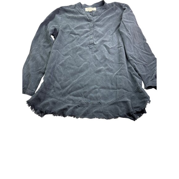 Anthropologie Cloth & Stone Womens Chambray Tunic Top M Blue Raw Hem No Belt - Picture 3 of 6